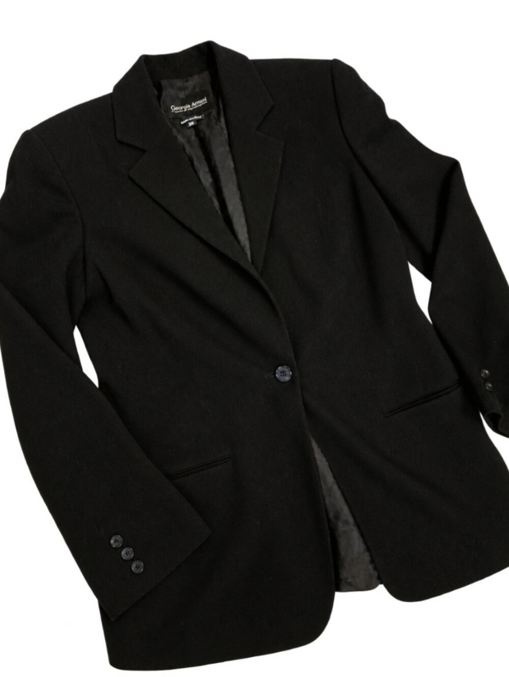 Vintage Giorgio Armani Single-Button Tailored Blazer 100% Wool Sz 38-Borgonuovo